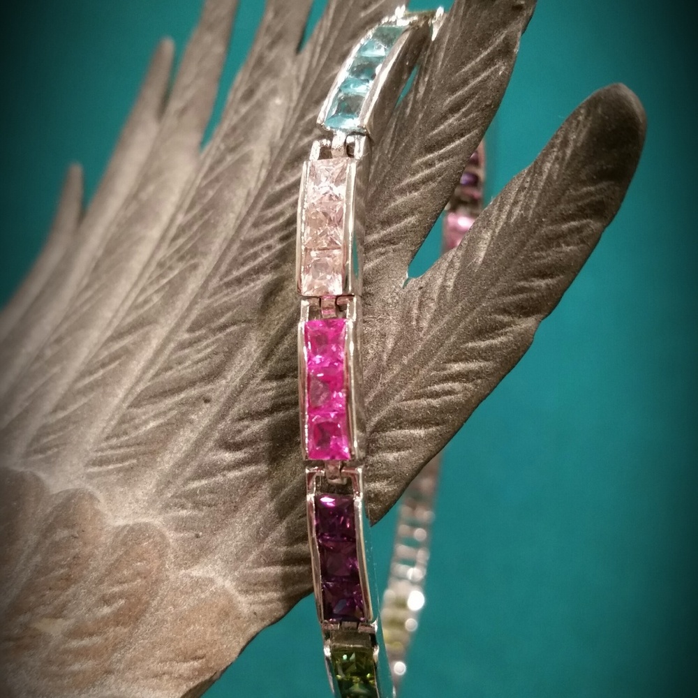 FAS .925 Multicolor Rainbow CZ Tennis Bracelet